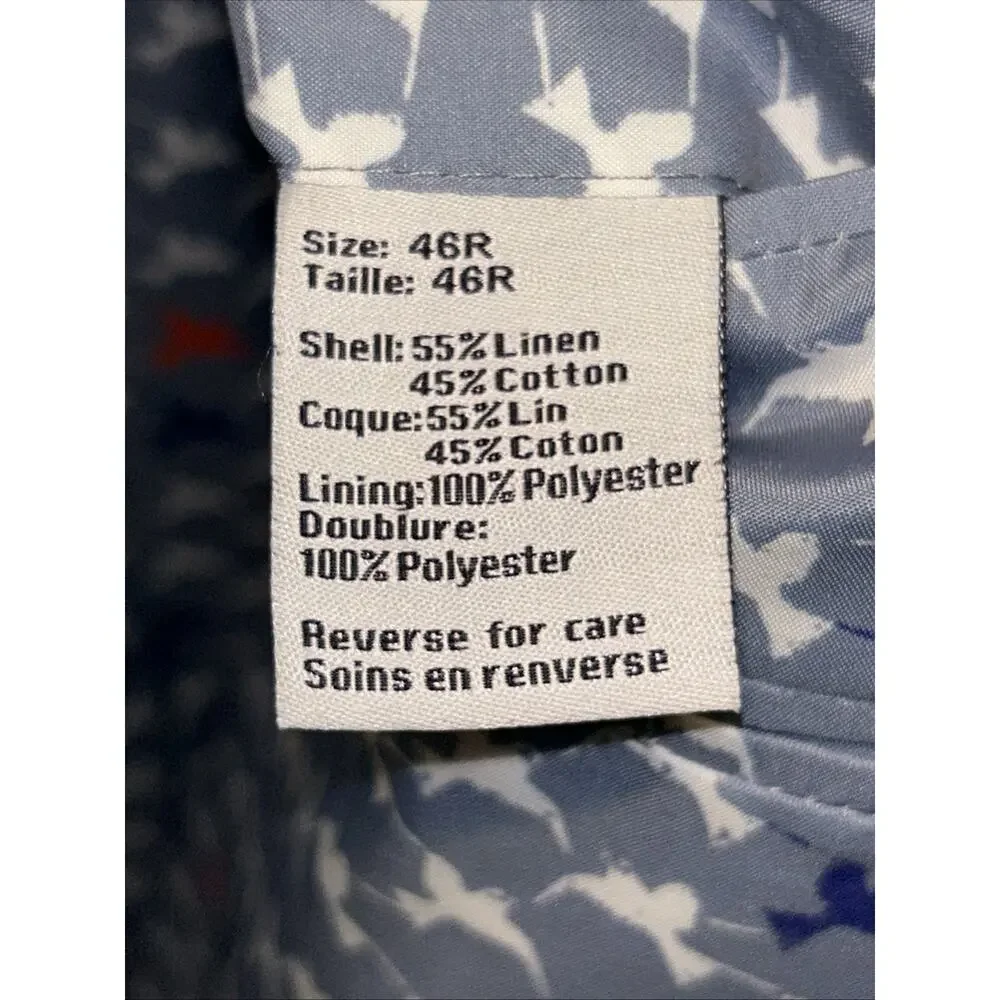 Paisley & Gray Mens 46R Blazer Sport Coat Striped Linen Slim Fit W Pocket Square